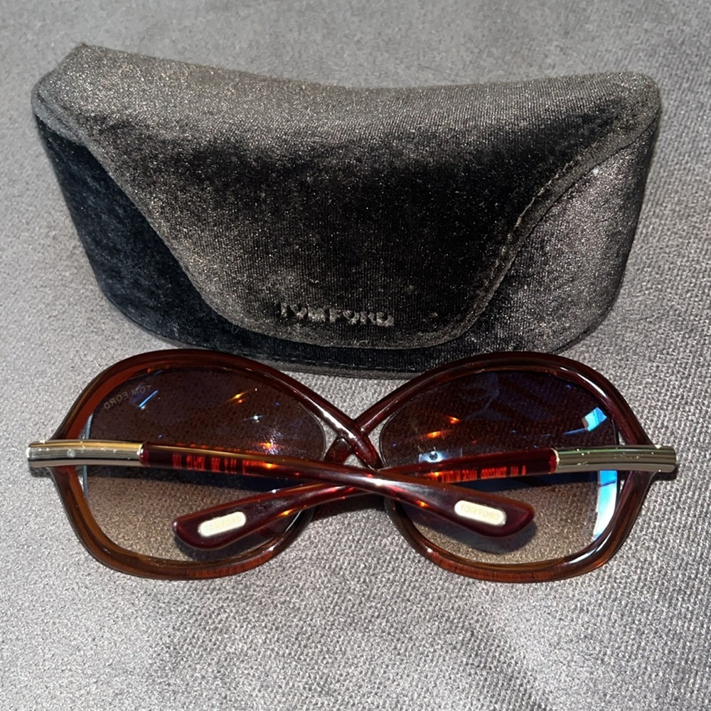 *SOLD* Tom Ford Whitney Sunglasses Red Brown Gold Tone Butterfly With Hard Case - Picture 7 of 14